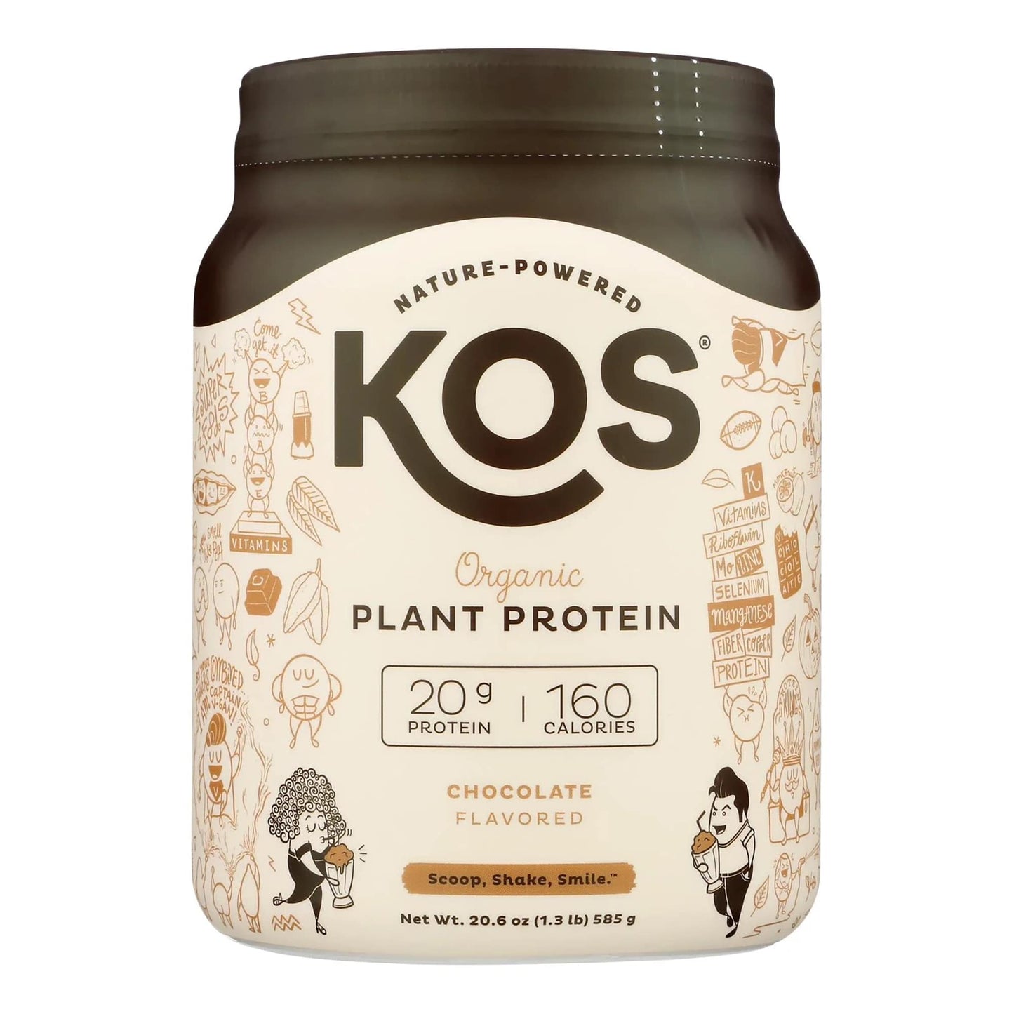 KOS Organic Plant Protein Powder - Chocolate, 20.6 oz.