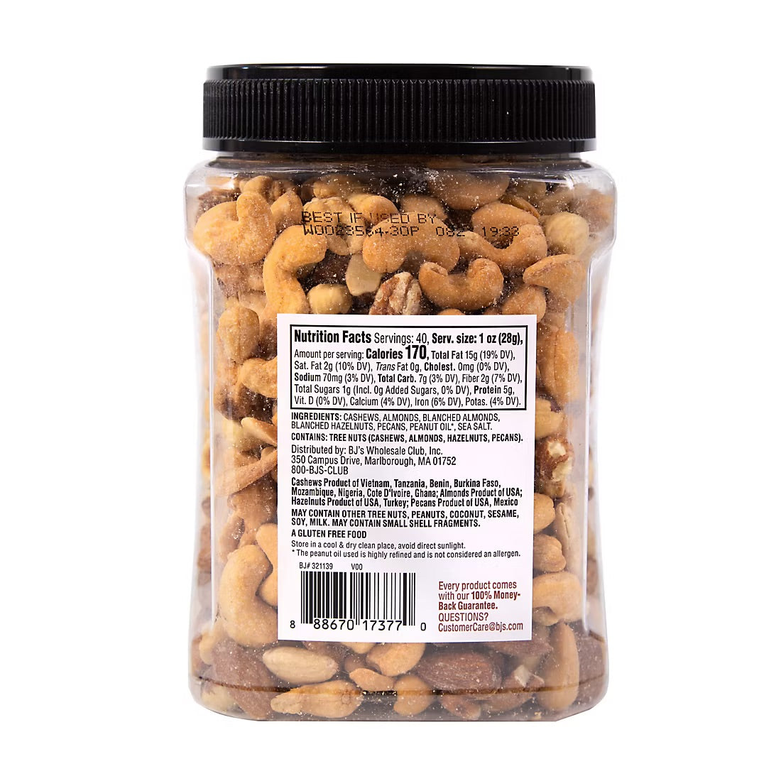 Wellsley Farms Roasted Unsalted Fancy Mixed Nuts, Snacks, 40 oz.