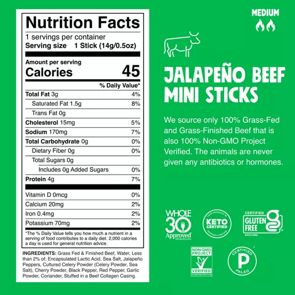 Chomps Chomplings Jalapeno Beef Mini Sticks, 3oz/6ct.