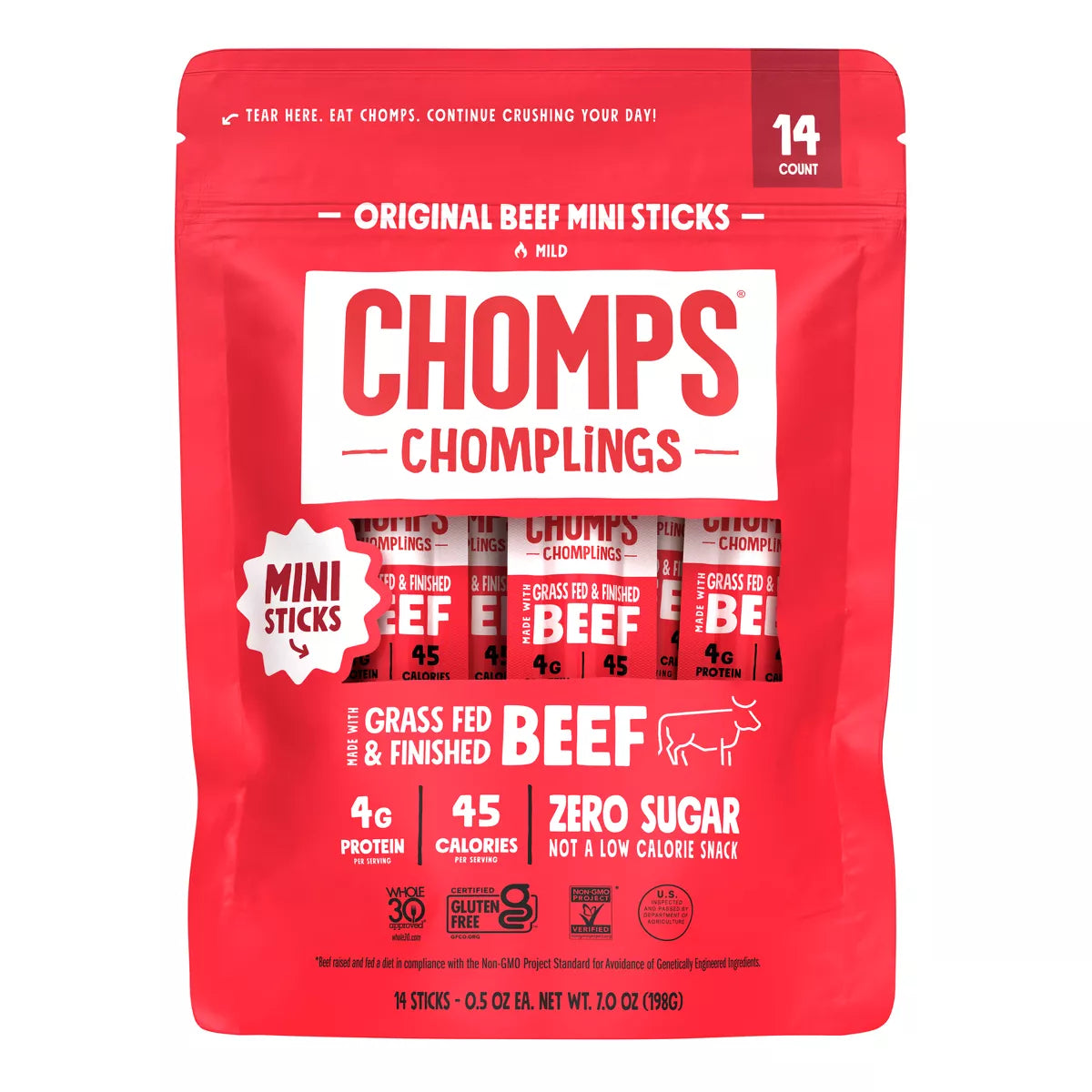Chomps Chomplings Original Beef Mini Sticks, 7oz/14ct.