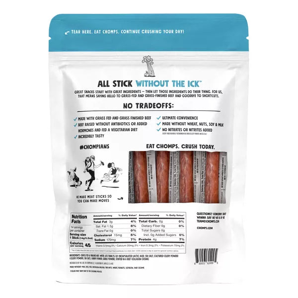 Chomps Snack Sticks Chomplings Sea Salt Beef Mini Sticks, 7oz/14ct.