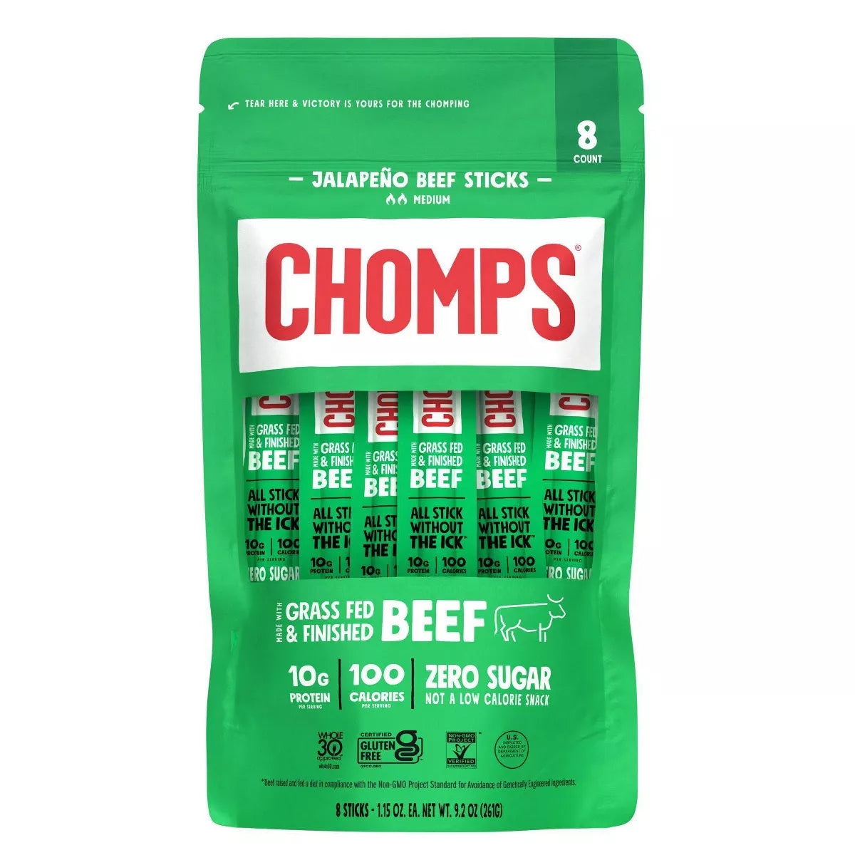 Chomps Jalapeno Beef Sticks - 9.2oz/8ct