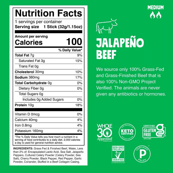 Chomps Jalapeno Beef Sticks - 9.2oz/8ct