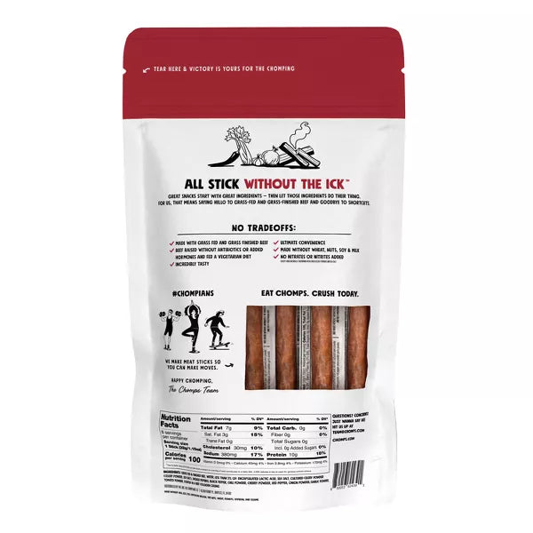 Chomps Snack Sticks Smoky BBQ Beef Sticks, 9.2oz/8ct.