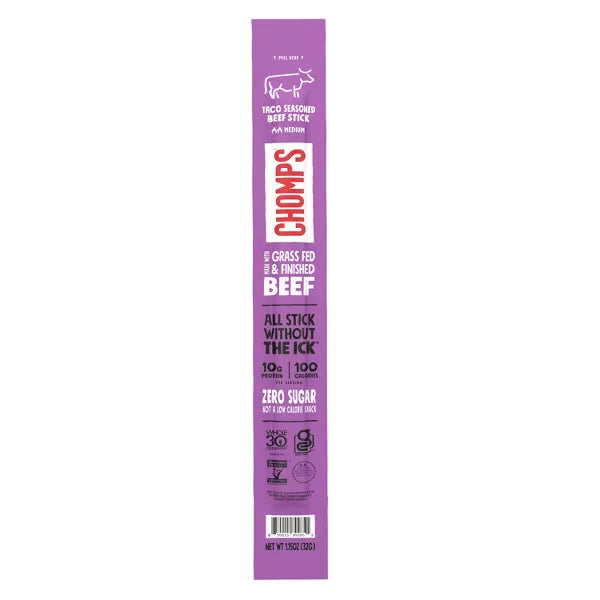 Chomps Snack Sticks Taco Beef Sticks, 9.2oz/8ct.