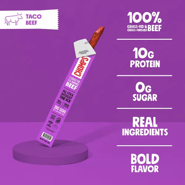 Chomps Snack Sticks Taco Beef Sticks, 9.2oz/8ct.
