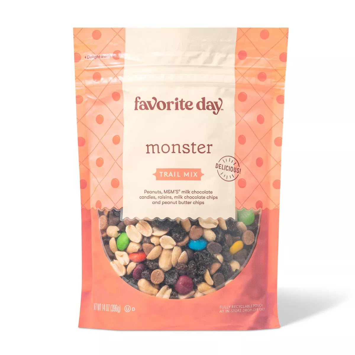 Favorite Day Monster Trail Mix, Peanuts, Peanut Butter Chips, Milk Chocolate Candies, Raisins, M&M’s, 14oz