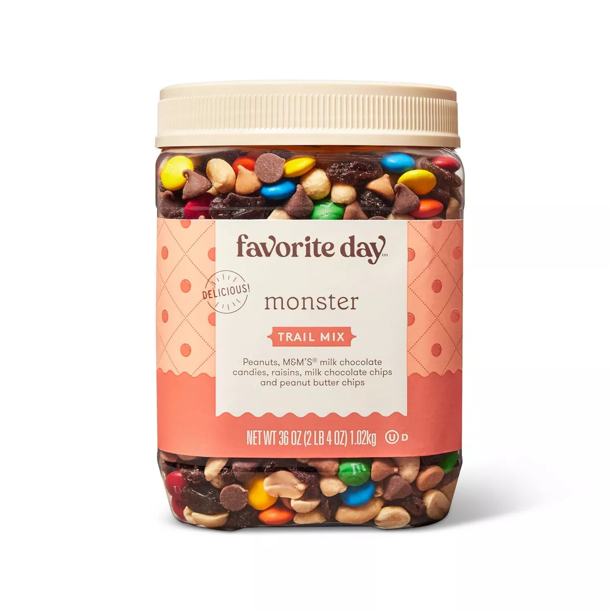Favorite Day Monster Trail Mix, Peanuts, Peanut Butter Chips, Milk Chocolate Candies, Raisins, M&M’s, 36oz.