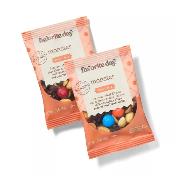Favorite Day Monster Trail Mix, Peanuts, Peanut Butter Chips, Milk Chocolate Candies, Raisins, M&M’s, Multipack 2.5oz/10ct.