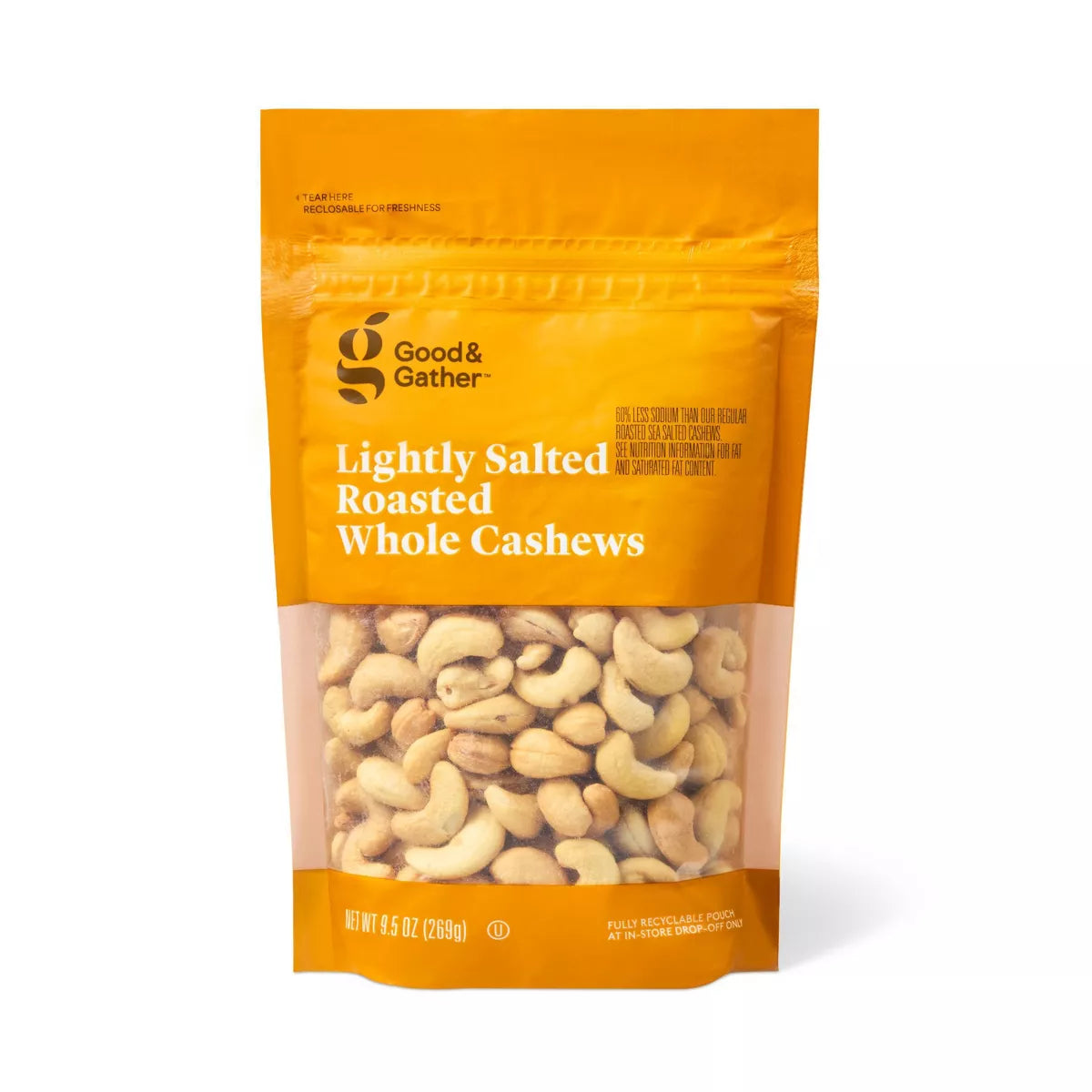 Good & Gather Lightly Salted Roasted Whole Cashews, 9.5oz.