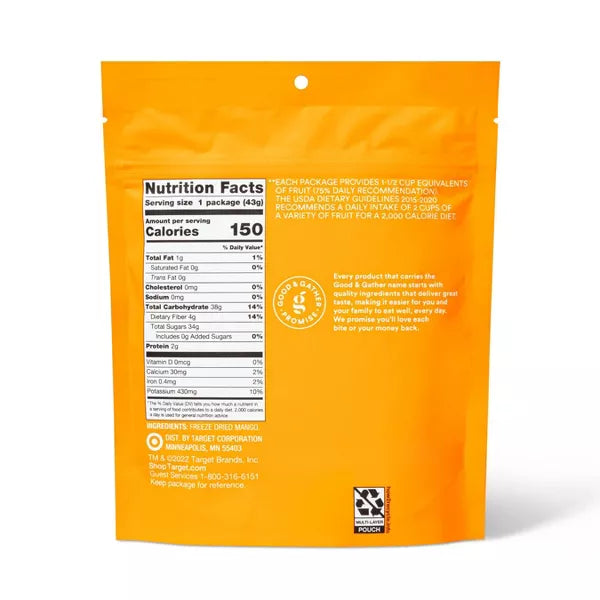 Good & Gather Freeze Dried Mango Slices, 1.5oz.