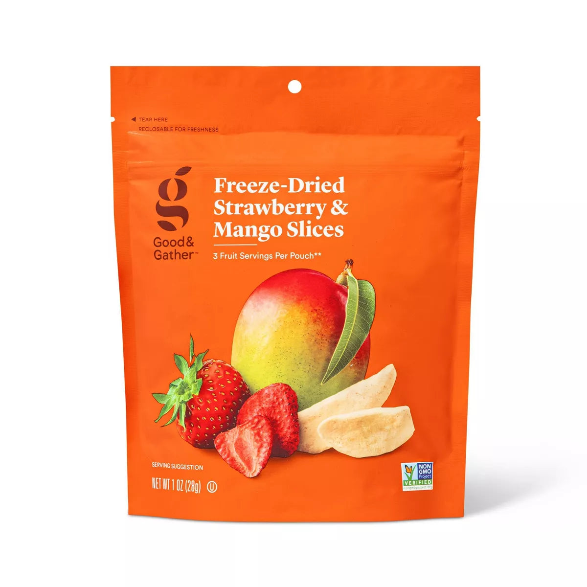 Good & Gather Mango & Strawberry Slices Freeze Dried Fruit Blend, 1oz.