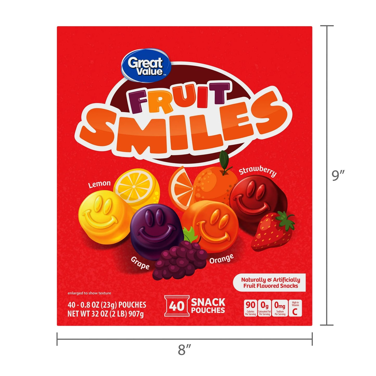 Great Value Fruit Smiles Original Fruit Snacks 32 oz 40 Count