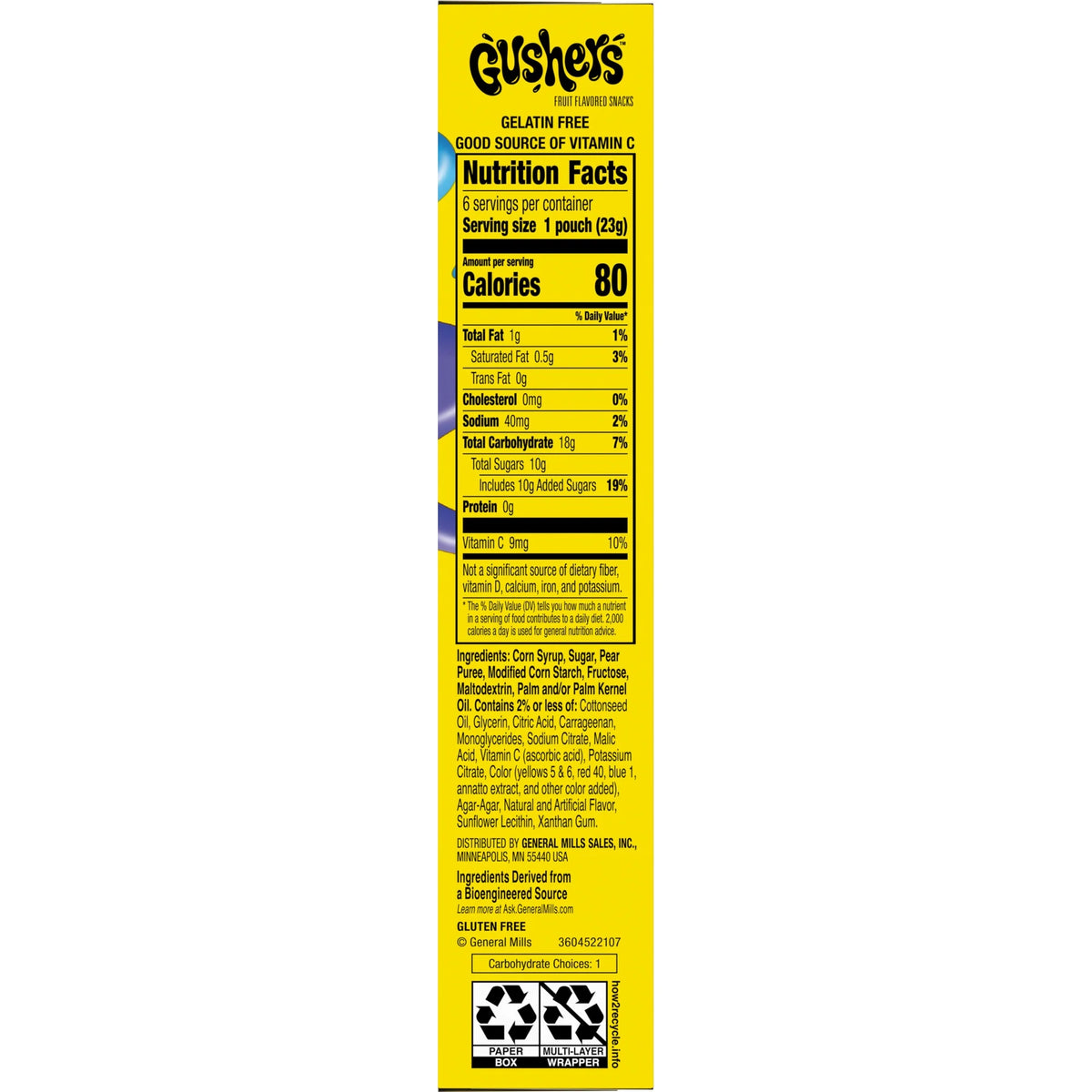 Gushers Tropical Fruit Flavored Snacks 6 Pouches, 4.8 oz