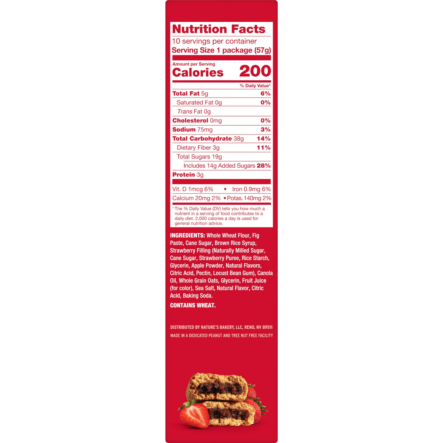 Nature’s Bakery Whole Wheat Strawberry Fig Bars Kosher 10 Twin Packs, 20 oz