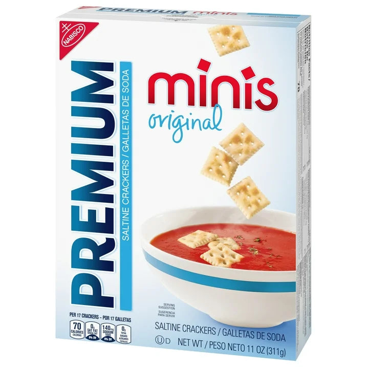 Premium Original Mini Saltine Crackers, Lunch Snacks, 11 oz (3 pack)