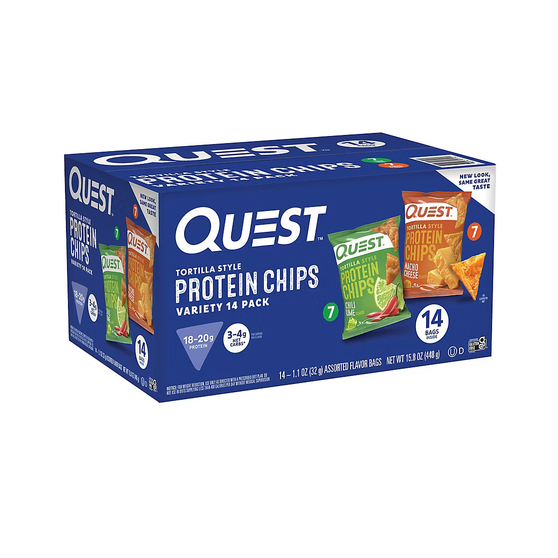 Quest Tortilla Style Protein Chips, Nacho Cheese & Chili Lime, Snacks, 14 ct.