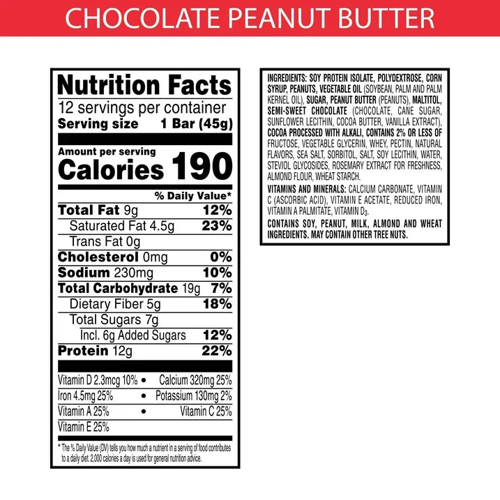 Special K Bar Chocolate Peanut Butter Chewy Protein Meal Bars, 12g Protein Snacks, 12 Bars