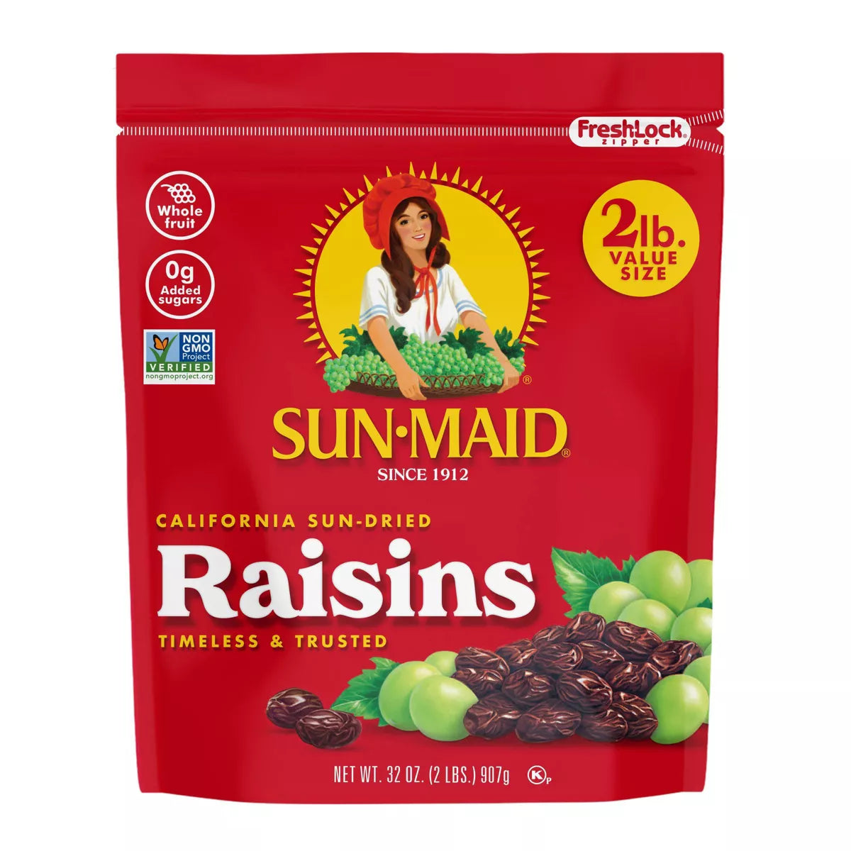 Sun-Maid California Sun-Dried Raisins Resealable Stand-Up Bag, 32oz.
