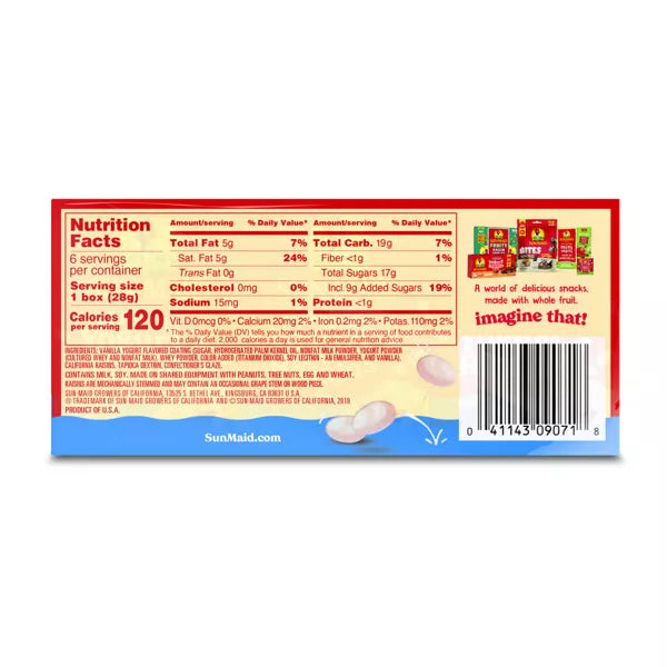 Sun-Maid Vanilla Yogurt Covered Raisins, 1oz / 6ct.