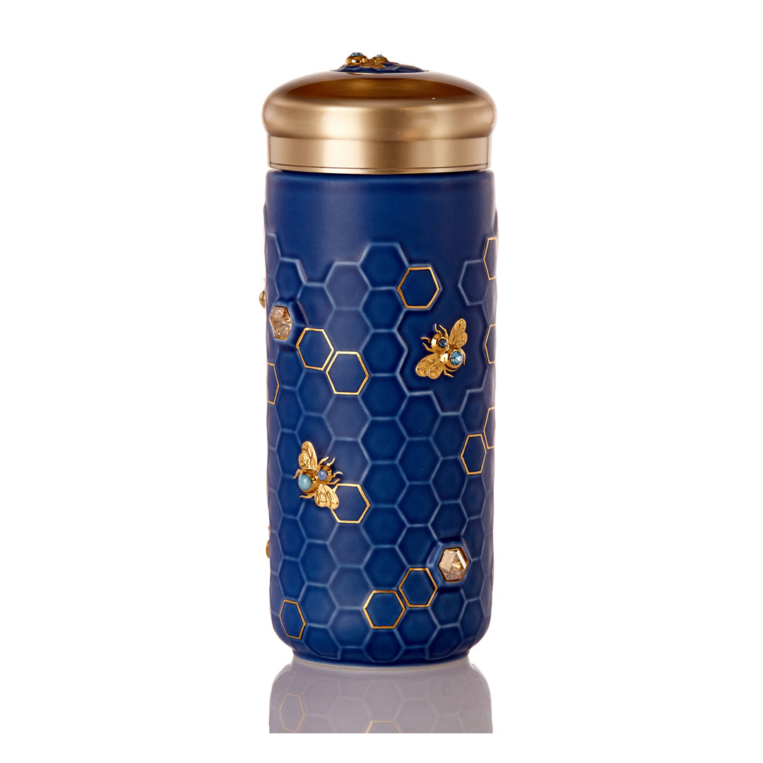 Honey Bee Travel Mug with Crystals, Ceramics 12.3 oz-0