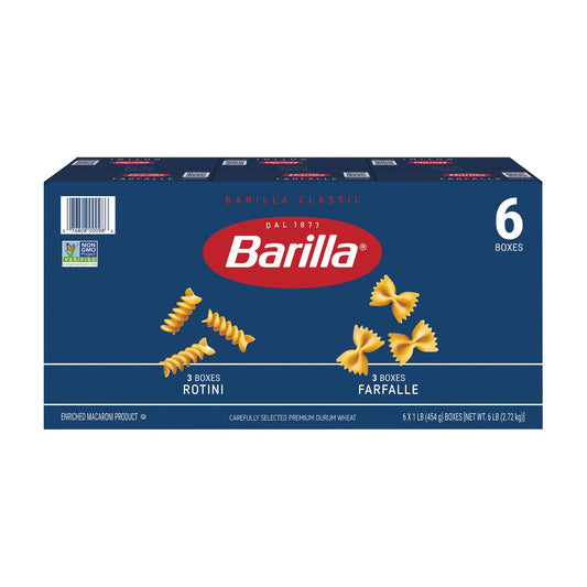 Barilla Rotini and Farfalle Pasta Variety Pack, Non-GMO, Kosher Certified, 6 x 1 lb., 6 lb.