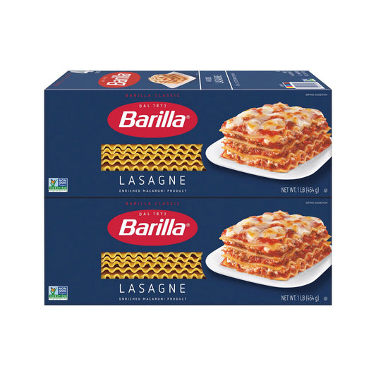 Barilla Wavy Lasagne Pasta Made with Durum Wheat Semolina, Non-GMO, Kosher Certified, 4 x 1 lb., 4 lb.