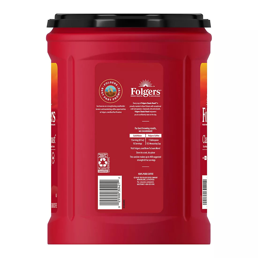 Folgers Classic Roast Ground Coffee, Medium Roast, 43.5 oz. - Side