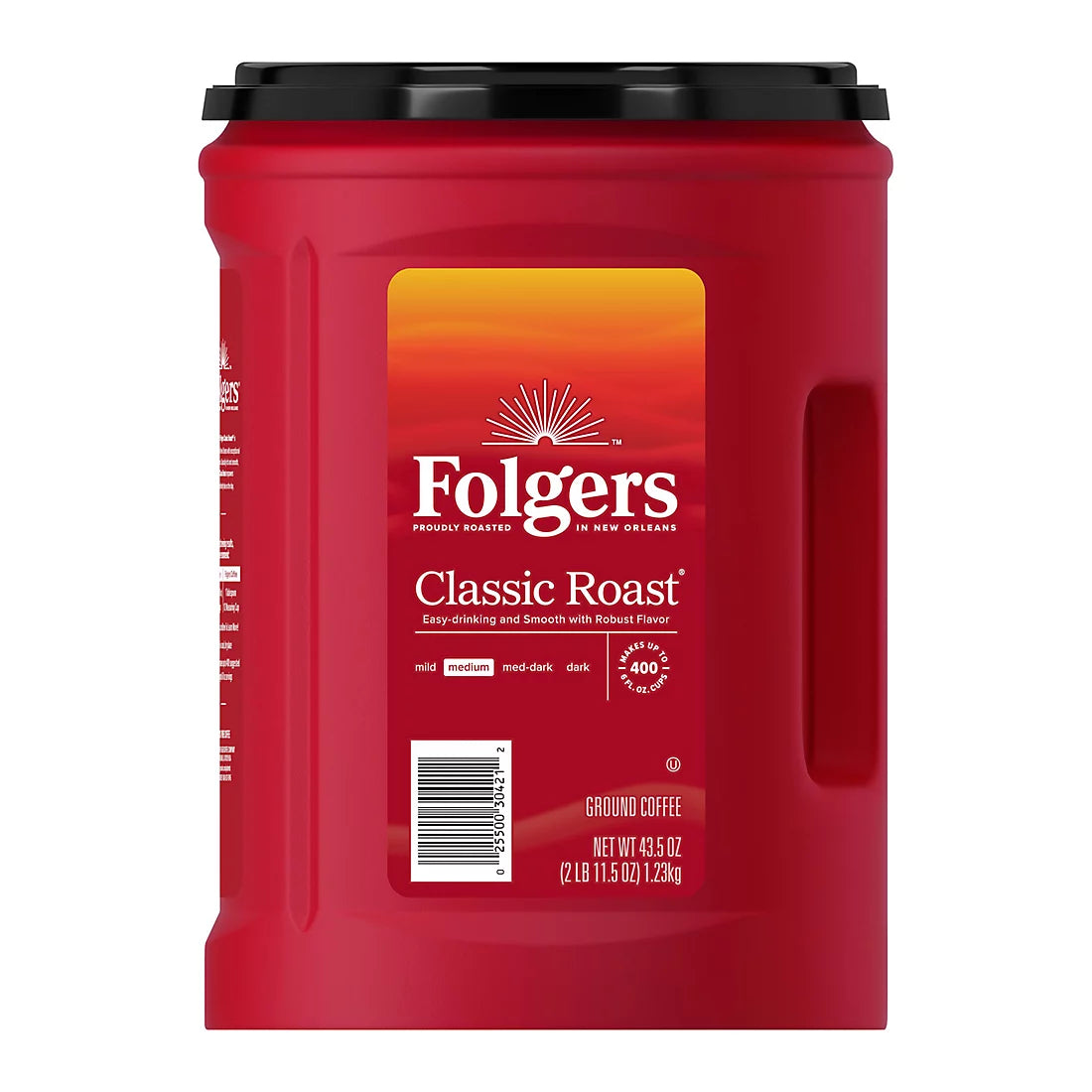 Folgers Classic Roast Ground Coffee, Medium Roast, 43.5 oz. - Back