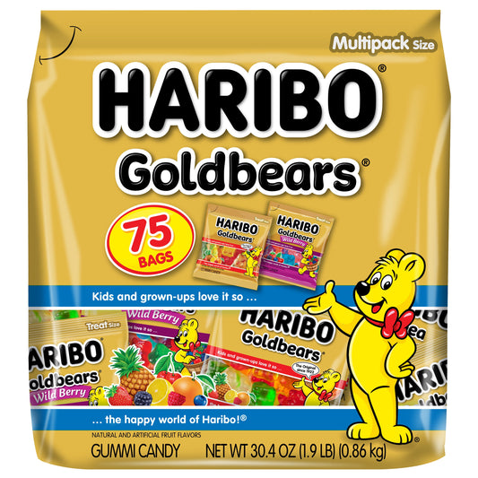 HARIBO Goldbears & Wild Berry Goldbears Gummy Candy, 30.4 oz, 75 ct