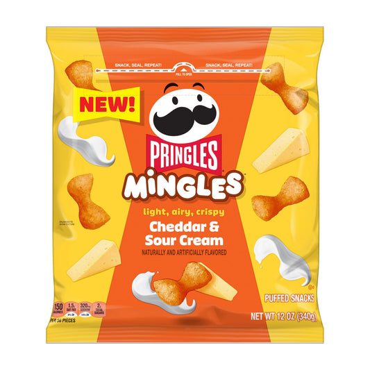 Pringles Mingles Potato Crisps Chips, Lunch Snacks, On-The-Go Snacks, Cheddar and Sour Cream, 12 oz.