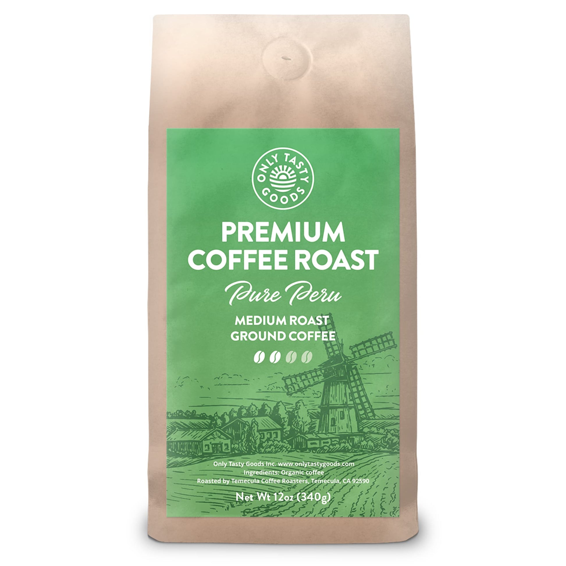 Pure Peru Medium Roast Ground Coffee, Non-GMO, 12 oz.