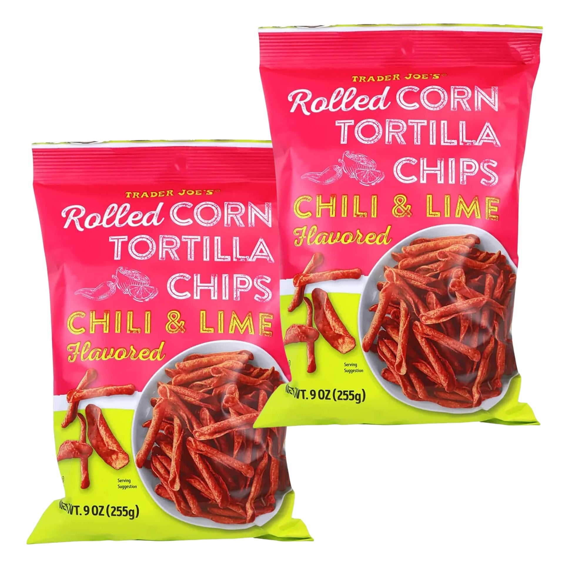 Trader Joe's Chili and Lime Flavored Rolled Corn Tortilla Chips, 9 oz., Multipack 2 ct.