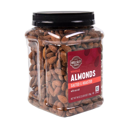 Wellsley Farms Oil Roasted & Sea Salted Almonds, Snacks, 40 oz.
