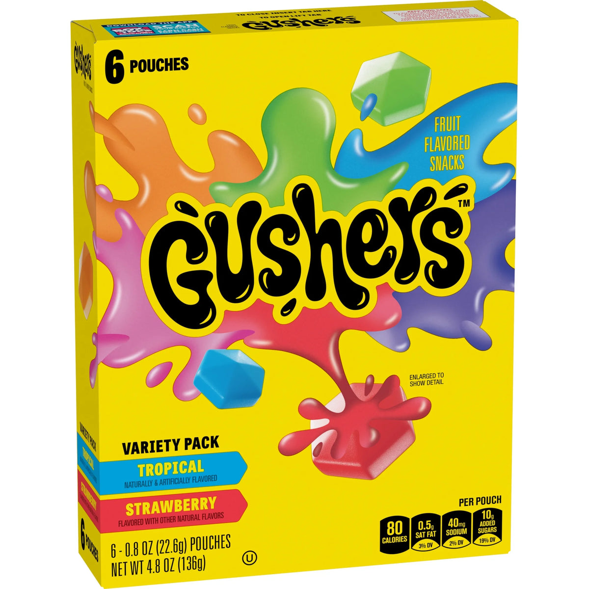 Betty Crocker Gushers Strawberry and Tropical Flavor Fruit Snacks, 6 Count 4.8 oz