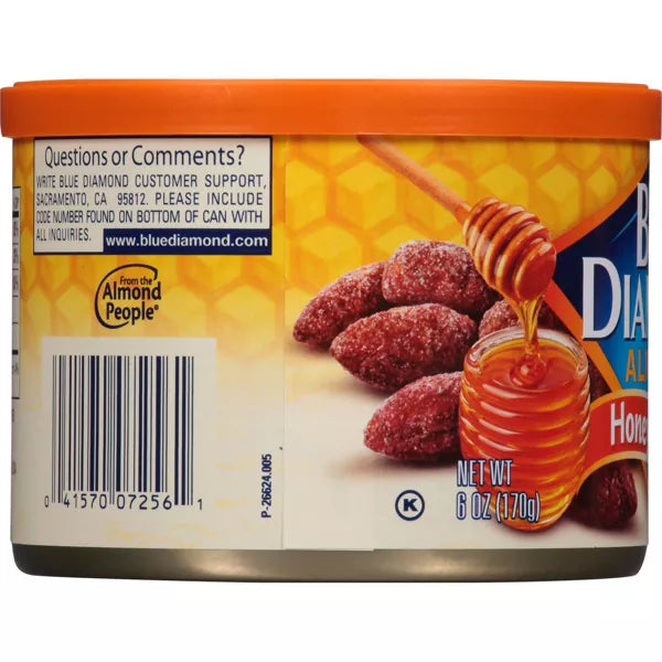 Blue Diamond Almonds Honey Roasted, 6oz.