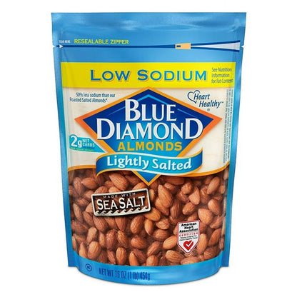 Blue Diamond Almonds, Lightly Salted Low Sodium Snack Nuts For Gluten Free Snacking, 16 oz.