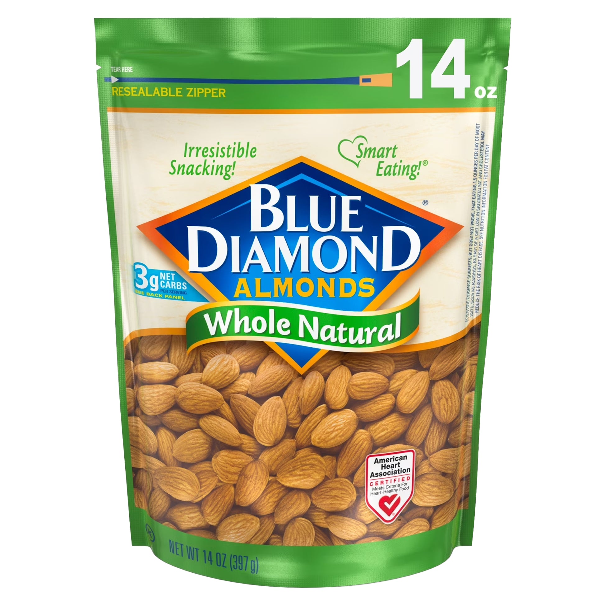 Blue Diamond Almonds Whole Natural, 14oz.