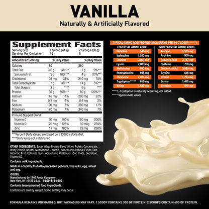 Body Fortress Super Advanced Whey Protein Powder, Vanilla, 60g Protein, Vitamins C & D Plus Zinc, 1.55 lb