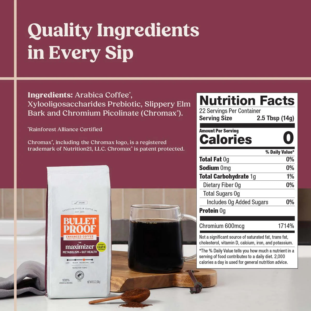 Bulletproof The Maximizer Ground Coffee, Metabolism + Gut Health, 10 oz.