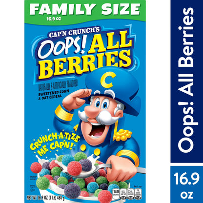 Cap’n Crunch Oops All Berries Crunchy Cereal Value Pack 16.9 oz Box