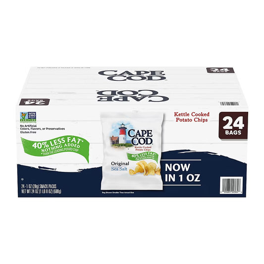 Cape Cod Kettle Cooked Original Reduced Fat Potato Chips, 24 ct./1 oz.