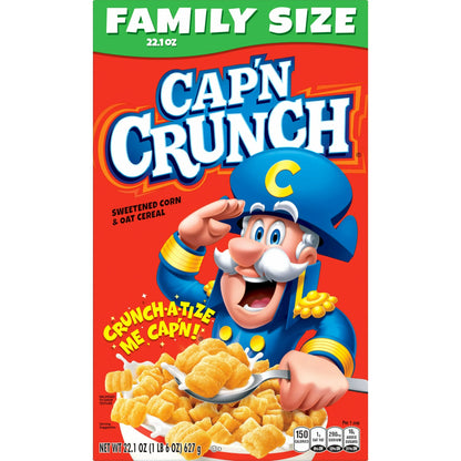 Cap'n Crunch Sweetened Corn Oat Cereal, Kosher, 22.1 oz