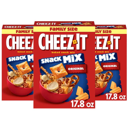 Cheez-It Baked Snack Mix Crackers Original, Lunch Snacks, 17.8oz - 3 Pack