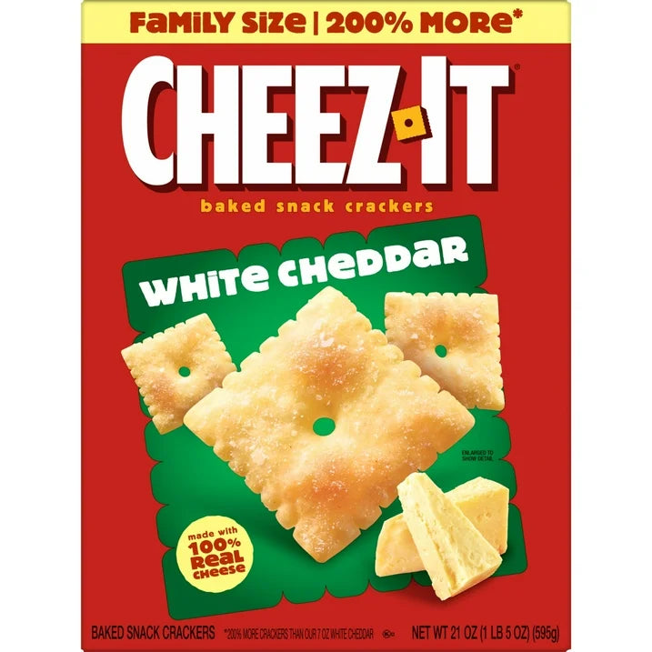 Cheez-It White Cheddar Cheese Crackers, Baked Snack Crackers, 21 oz