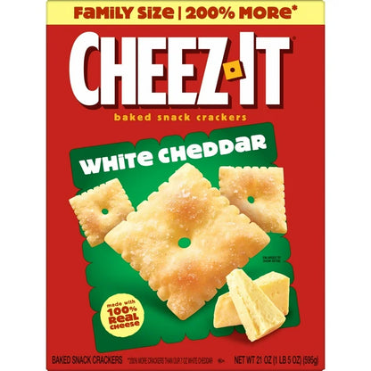 Cheez-It White Cheddar Cheese Crackers, Baked Snack Crackers, 21 oz