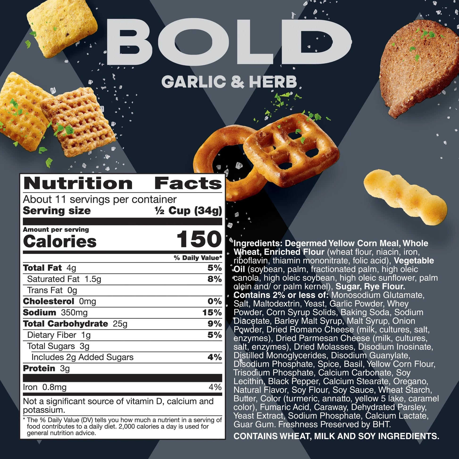 Chex Mix Bold Garlic and Herb Snack Mix, Family Size