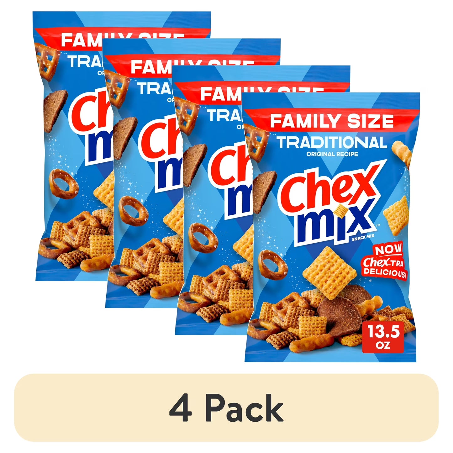 Chex Mix Traditional Original Recipe Snack Mix Family Size 13.5 oz 4 Pack