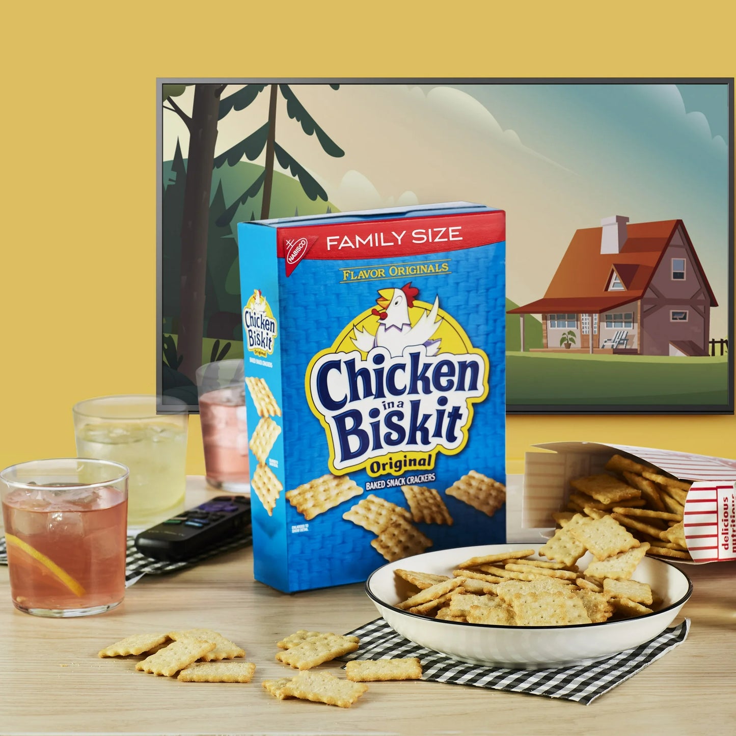 Chicken in a Biskit Original Baked Snack Crackers, Lunch Snacks, Family Size, 12 oz