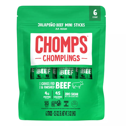 Chomps Chomplings Jalapeno Beef Mini Sticks, 3oz/6ct.